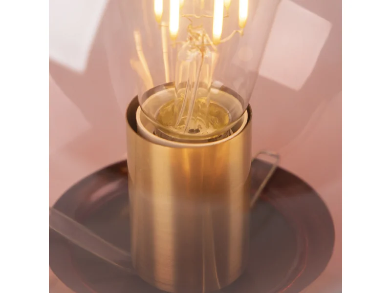 Lampe de table Art Déco en laiton avec verre rose - Pallon