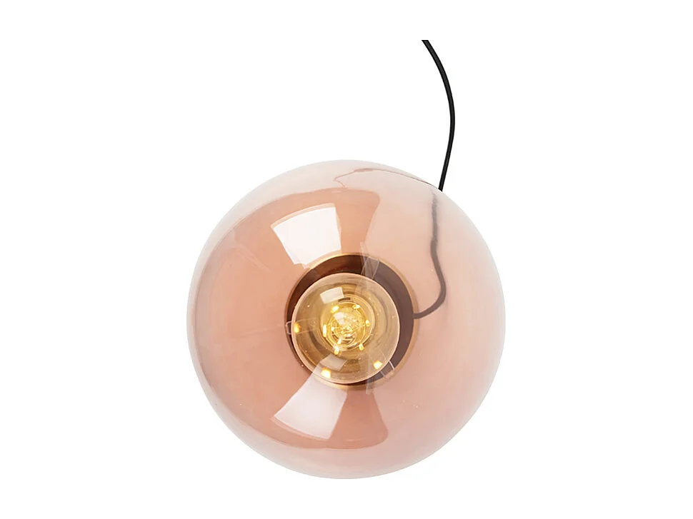 Lampe de table Art Déco en laiton avec verre rose - Pallon