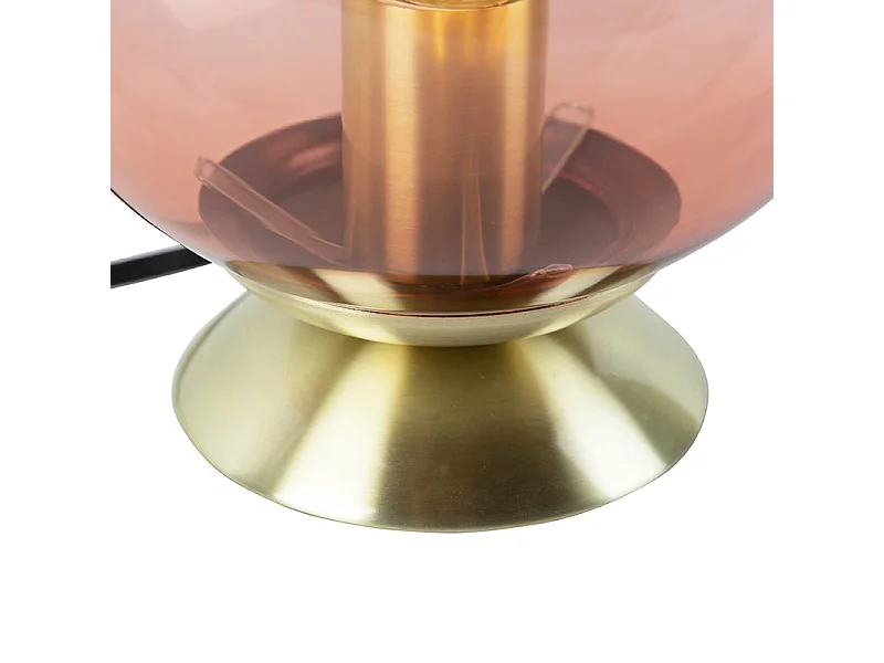Lampe de table Art Déco en laiton avec verre rose - Pallon