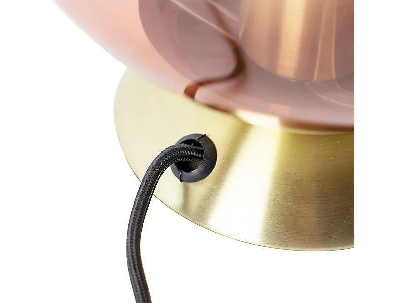 Lampe de table Art Déco en laiton avec verre rose - Pallon