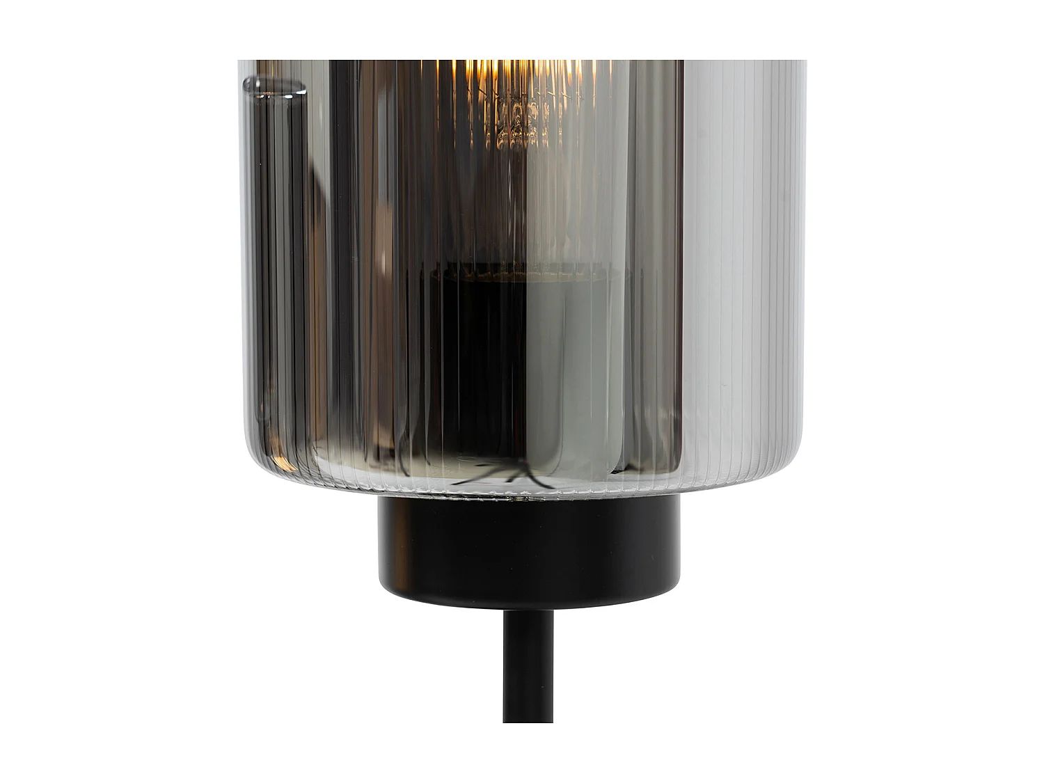 Lampe de table Art Déco noire avec verre fumé 2 lumières - Laura