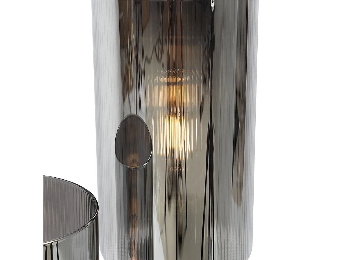 Lampe de table Art Déco noire avec verre fumé 2 lumières - Laura