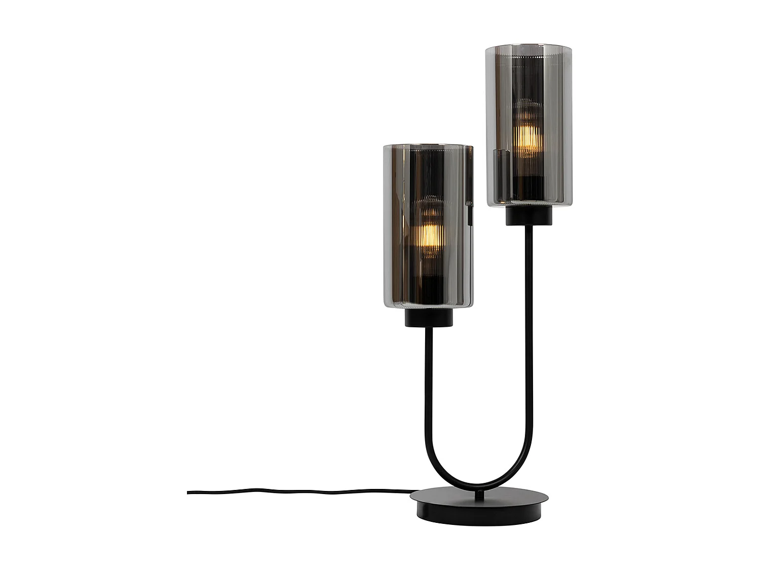 Lampe de table Art Déco noire avec verre fumé 2 lumières - Laura