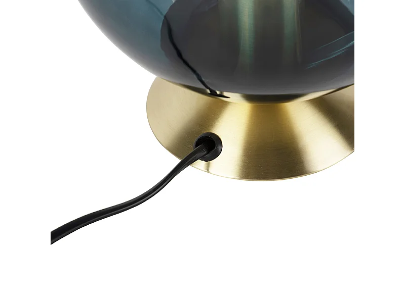Lampe de table Art Déco en laiton avec verre bleu - Pallon