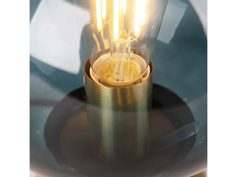 Lampe de table Art déco en laiton avec verre bleu océan - Pallon