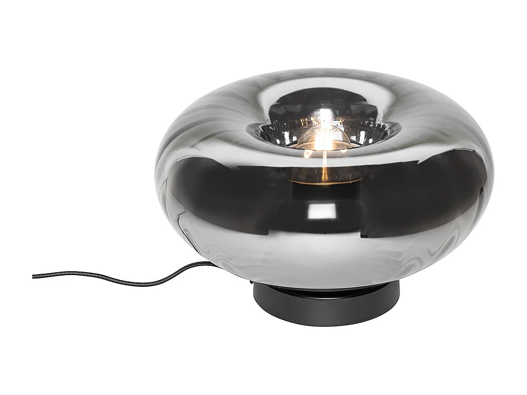 Lampe de table Art Déco noire avec verre fumé - Ayesha