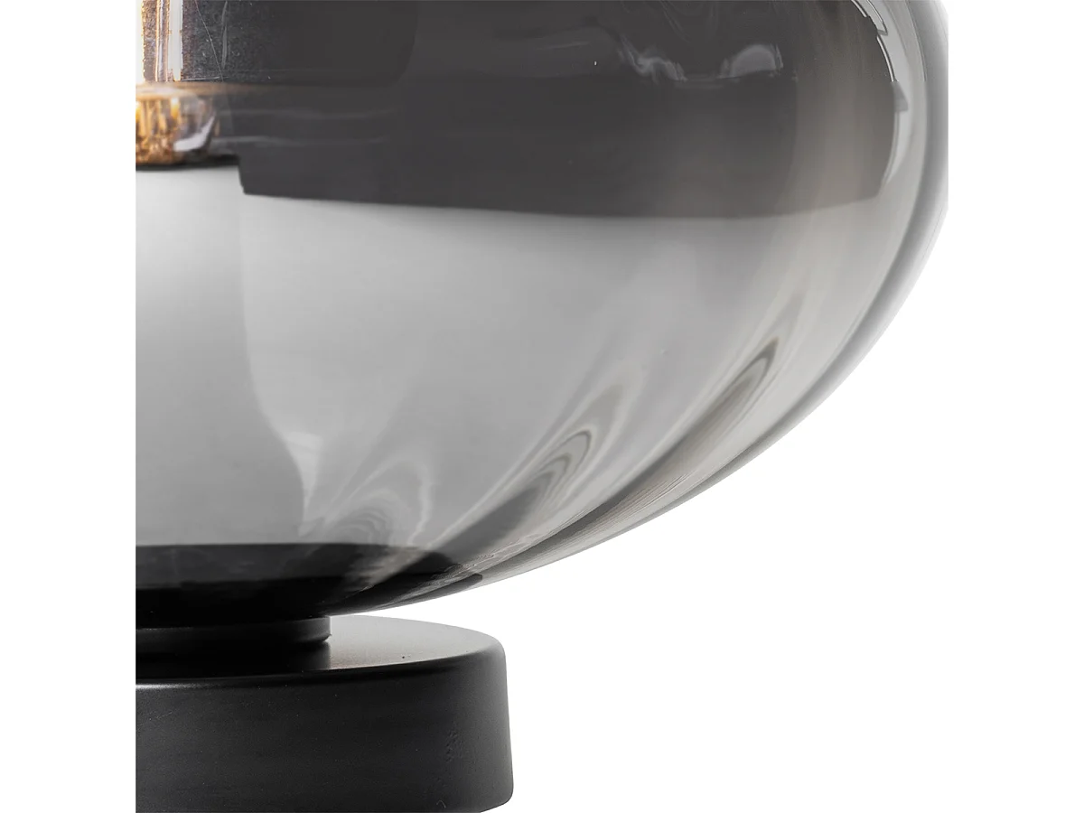 Lampe de table Art Déco noire avec verre fumé - Ayesha