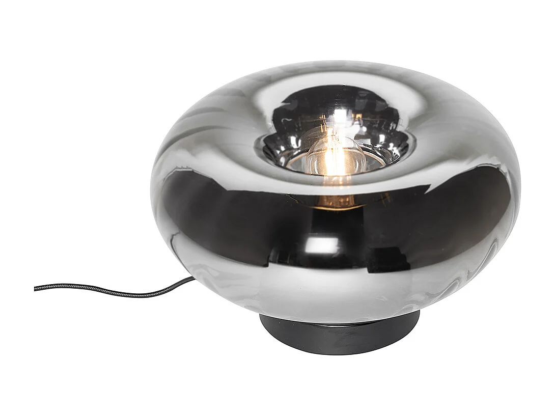 Lampe de table Art Déco noire avec verre fumé - Ayesha