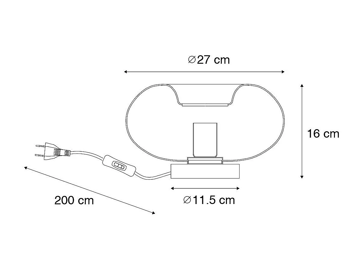 Lampe de table Art déco noire avec verre fumé - Ayesha