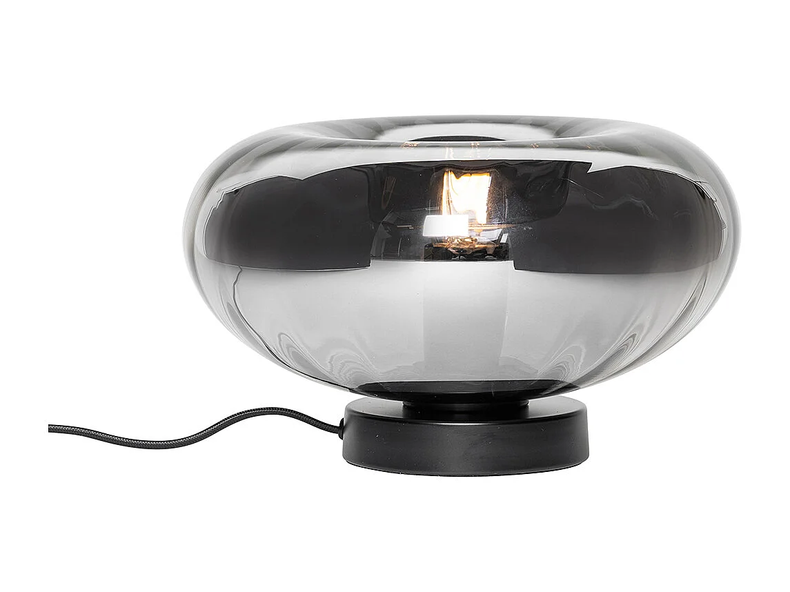Lampe de table Art déco noire avec verre fumé - Ayesha