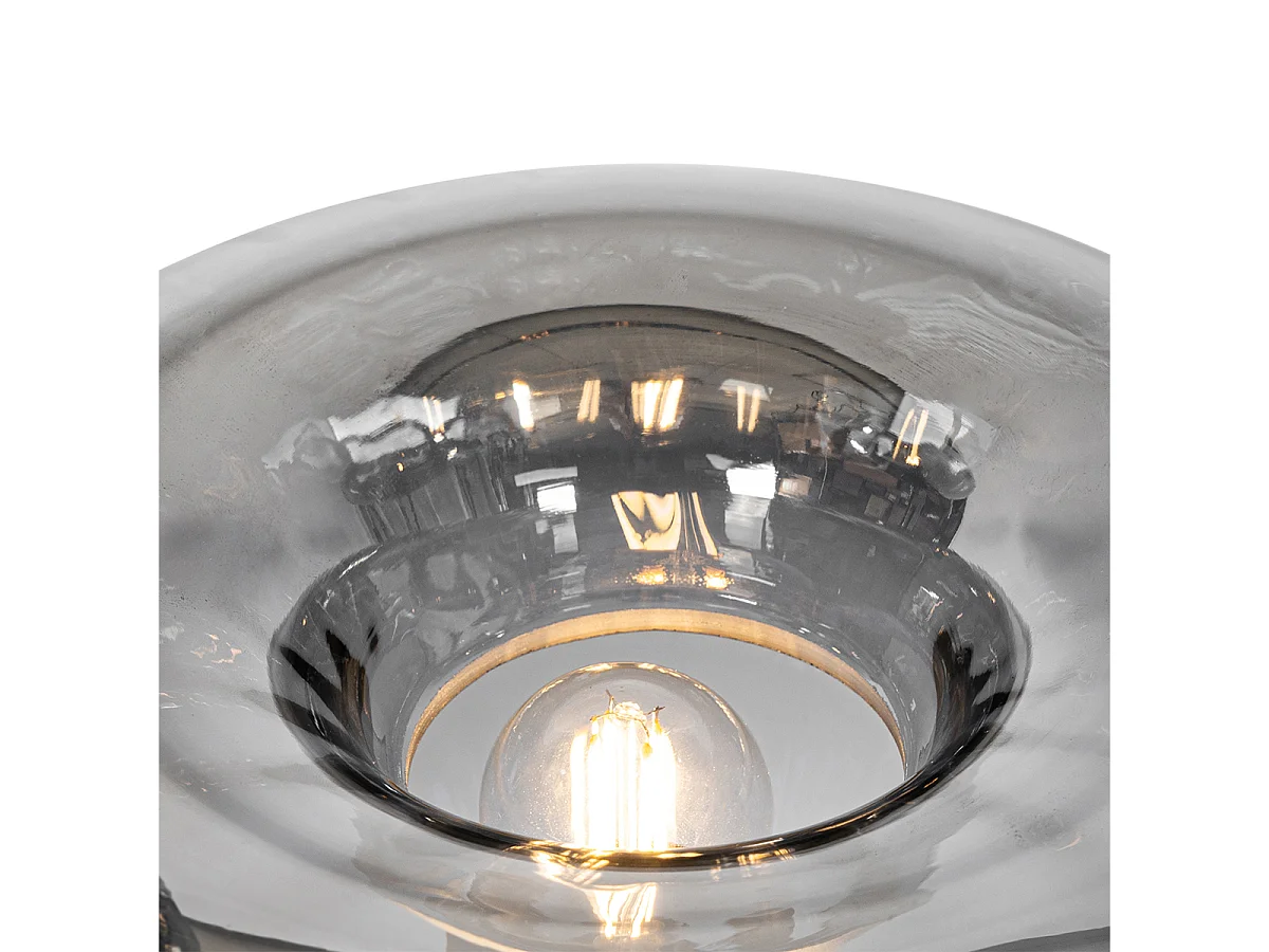 Lampe de table Art déco noire avec verre fumé - Ayesha