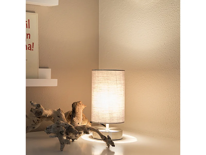 Lampe de table moderne grise avec base en acier - Milo 2