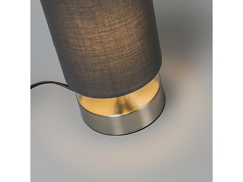 Lampe de table moderne grise avec base en acier - Milo 2