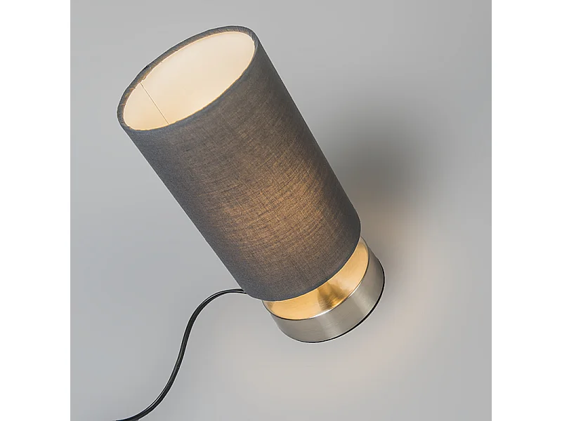 Lampe de table moderne grise avec base en acier - Milo 2