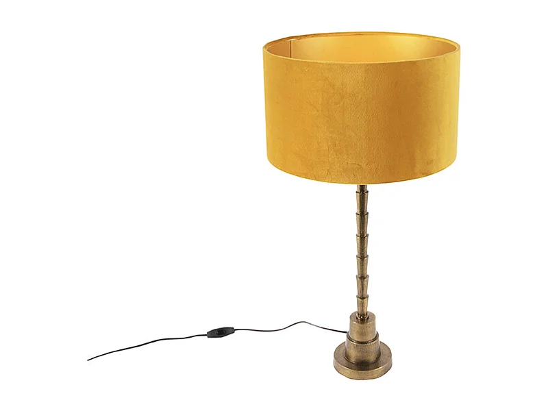 Lampe de table Art Déco avec abat-jour en velours jaune 35 cm - Pisos