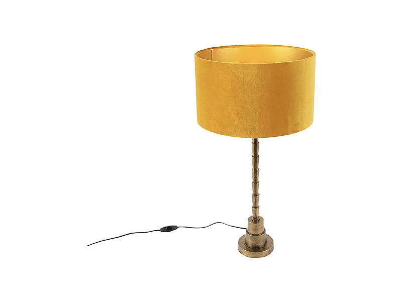 Lampe de table Art Déco avec abat-jour en velours jaune 35 cm - Pisos