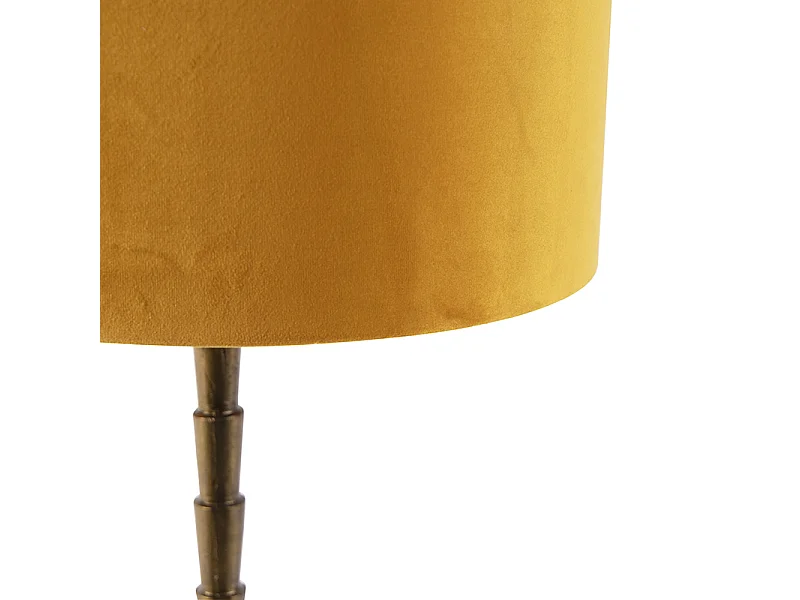 Lampe de table Art déco avec abat-jour en velours jaune 35 cm - Pisos