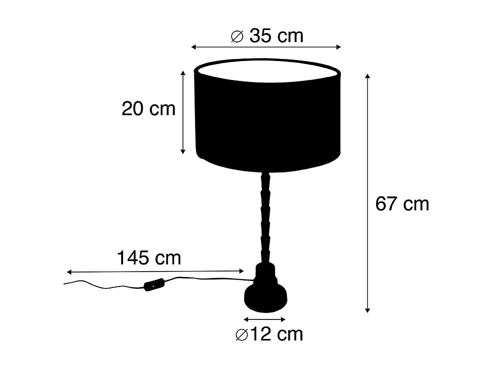 Lampe de table Art déco avec abat-jour en velours jaune 35 cm - Pisos