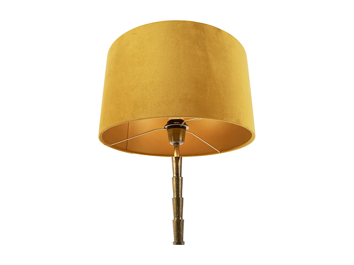 Lampe de table Art déco avec abat-jour en velours jaune 35 cm - Pisos
