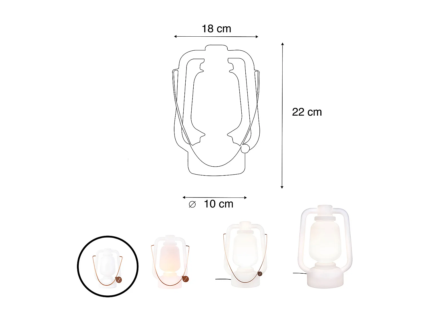 Lampe de table blanche effet flamme 22 cm - STORM MINI