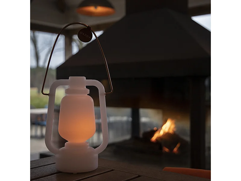 Lampe de table blanche effet flamme 22 cm - STORM MINI