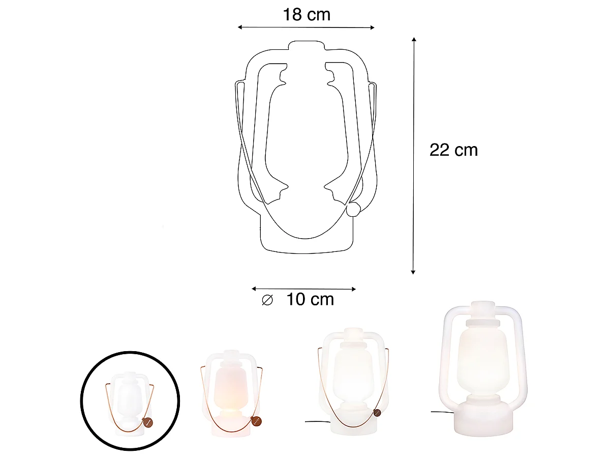 Lampe de table blanche effet flamme 22 cm - STORM MINI