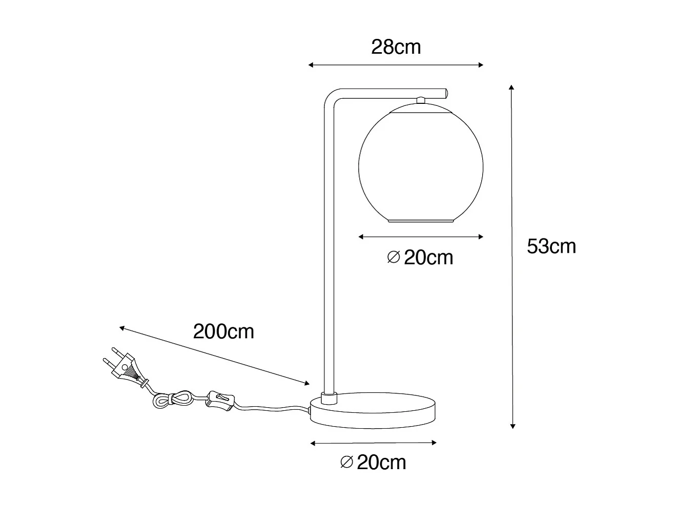 Lampe de table design noire avec verre doré - Bert