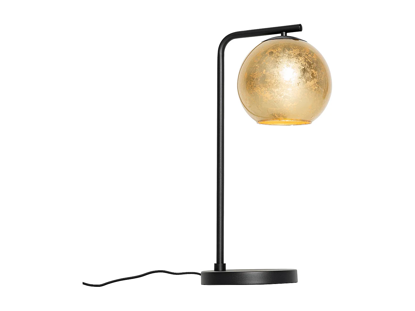 Lampe de table design noire avec verre doré - Bert