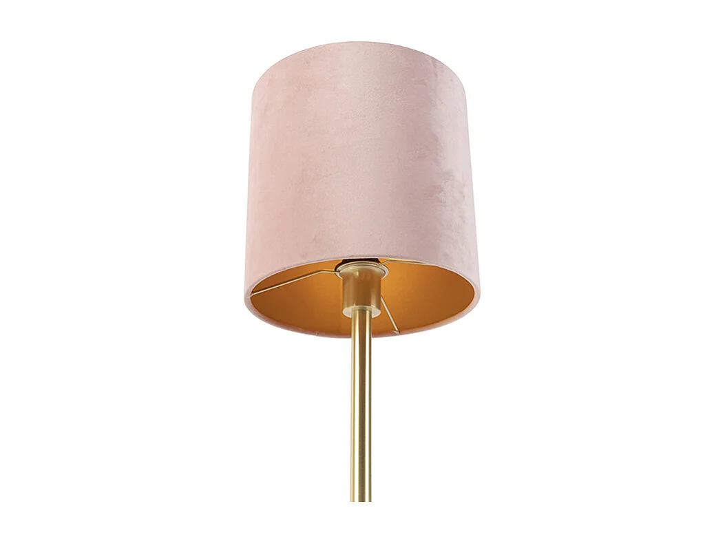 Lampe de table romantique en laiton avec abat-jour rose 25 cm - Simplo