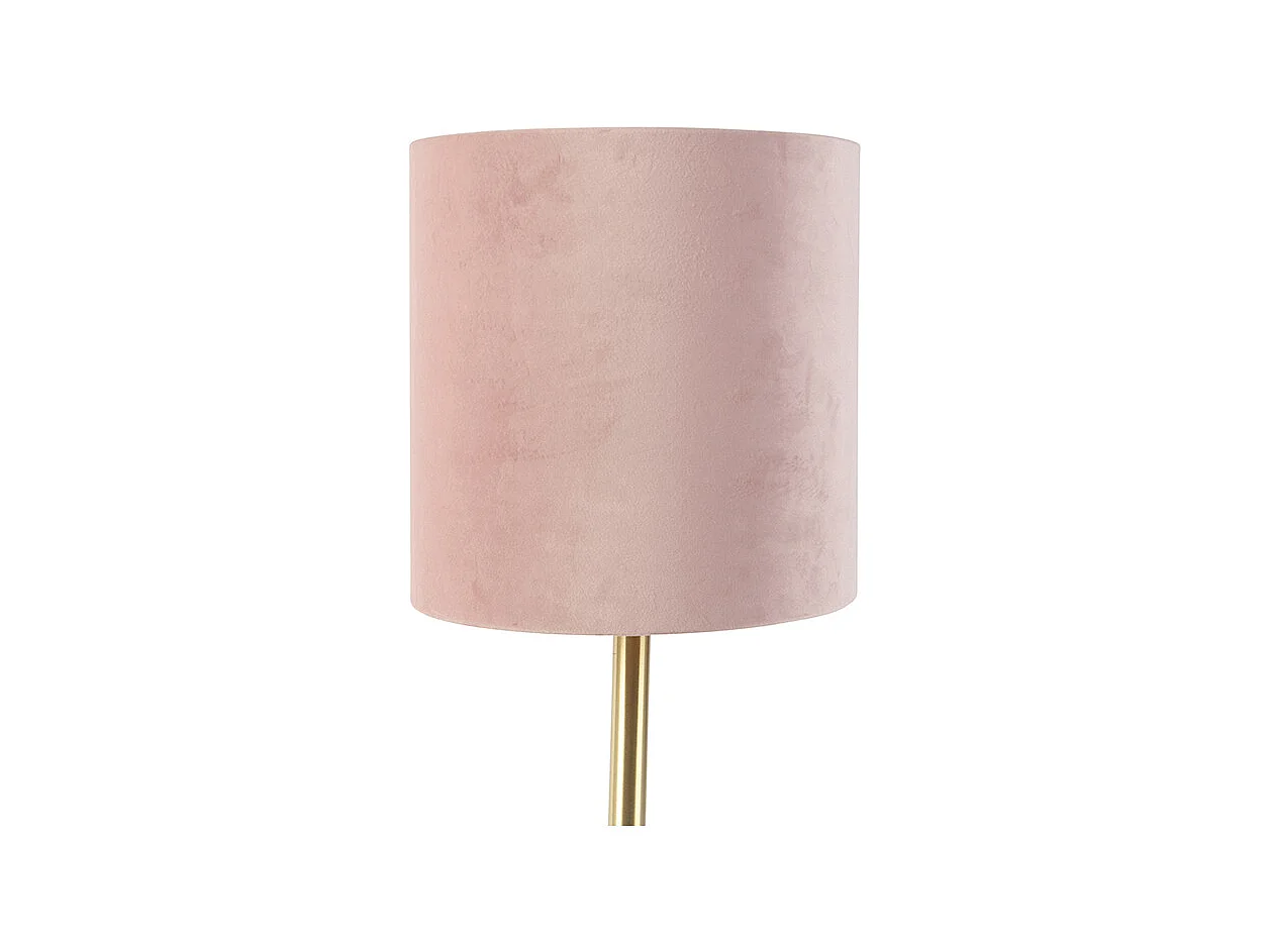 Lampe de table romantique en laiton avec abat-jour rose 25 cm - Simplo
