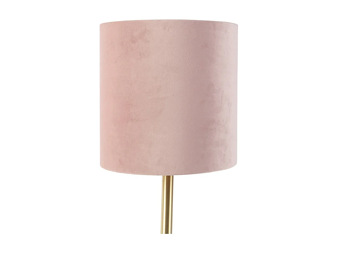 Lampe de table romantique en laiton avec abat-jour rose 25 cm - Simplo