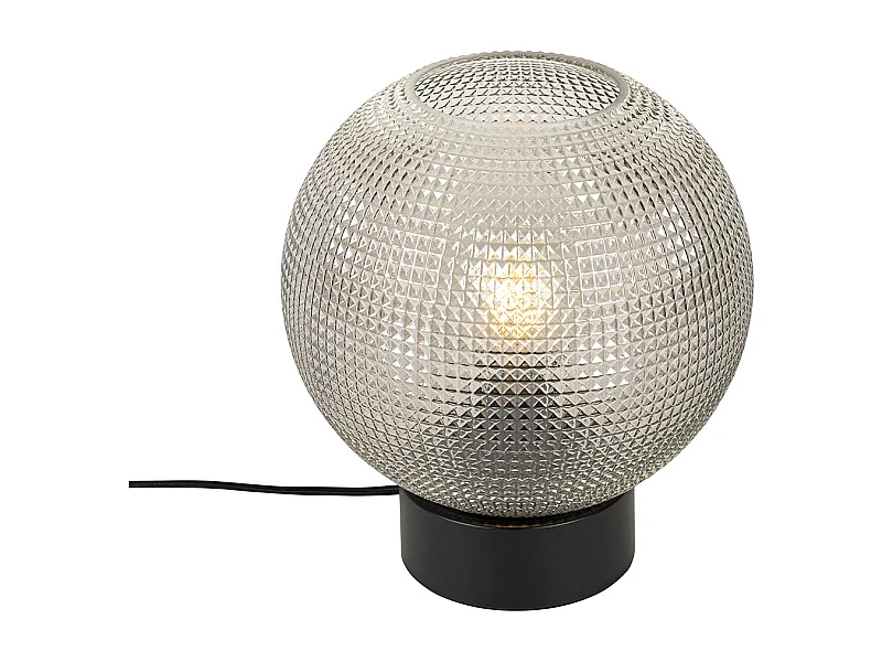 Lampe de table design noire avec verre fumé - Chico