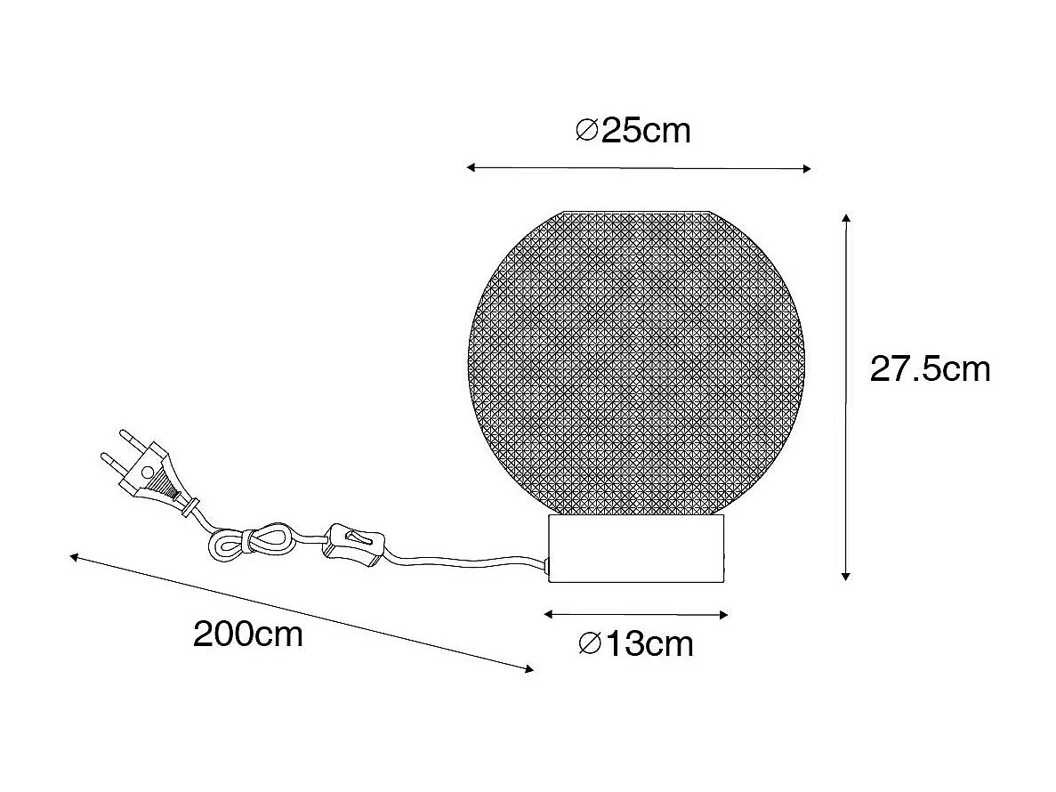 Lampe de table design noire avec verre fumé - Chico
