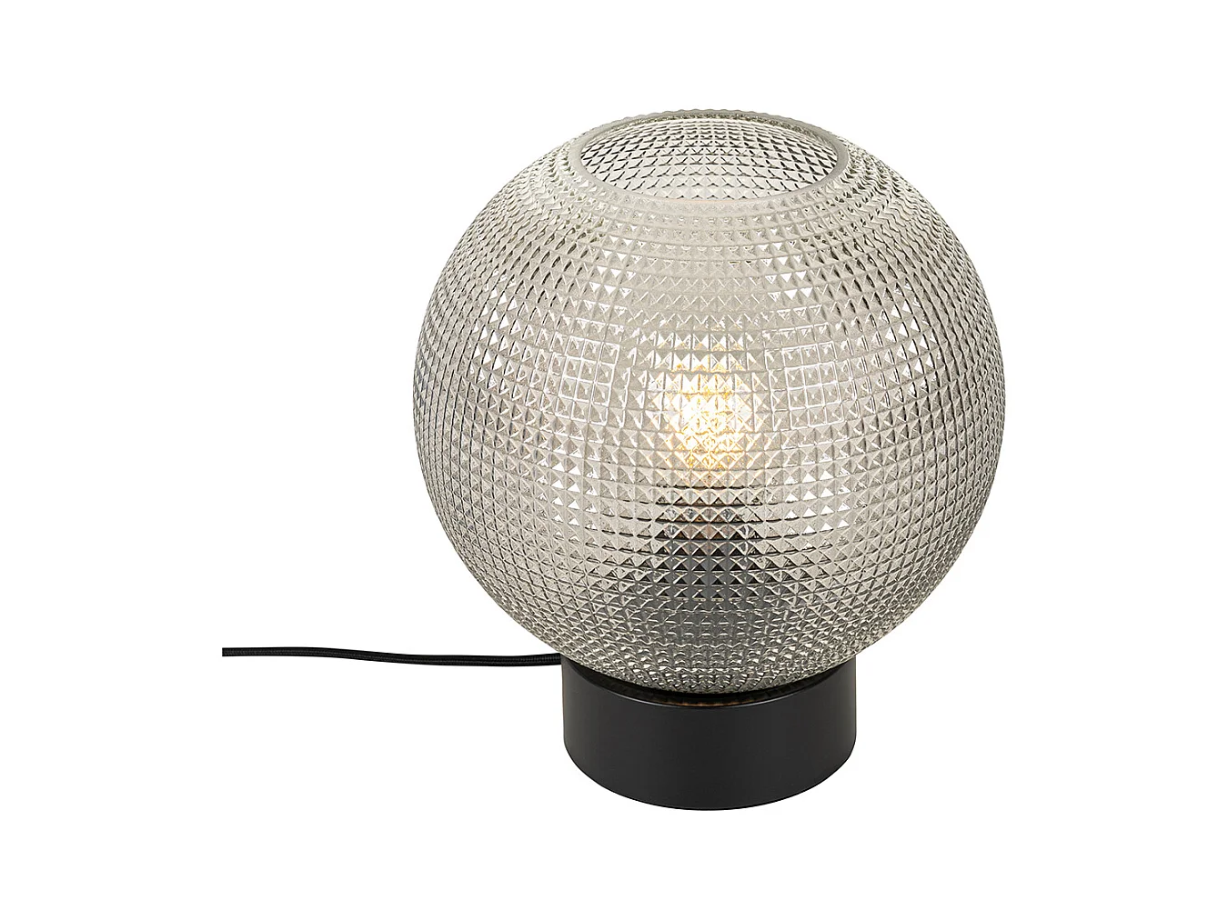 Lampe de table design noire avec verre fumé - Chico