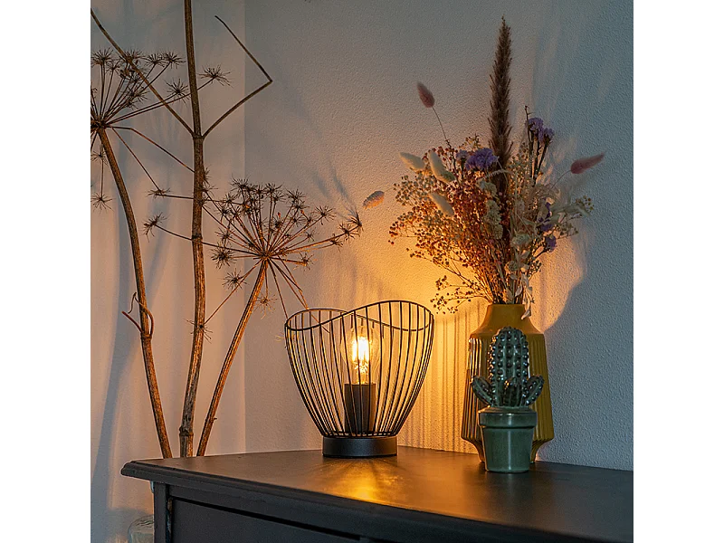 Lampe de table moderne noire 20 cm - Pua