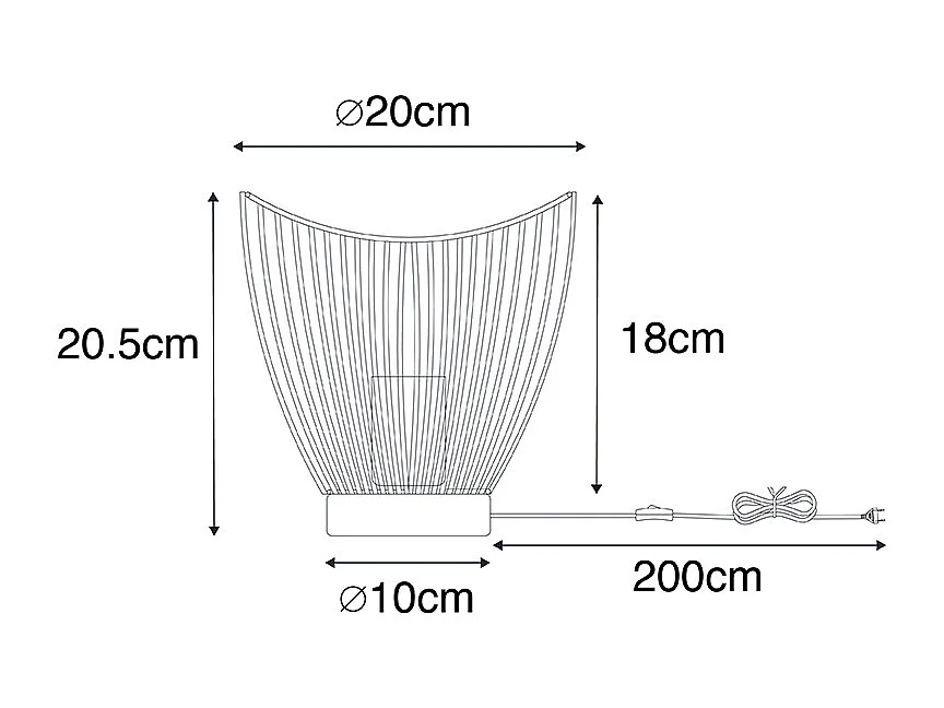 Lampe de table moderne noire 20 cm - Pua