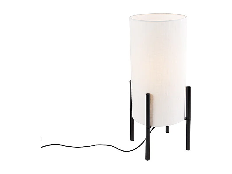 Lampe de table design abat-jour en lin noir blanc - Rich