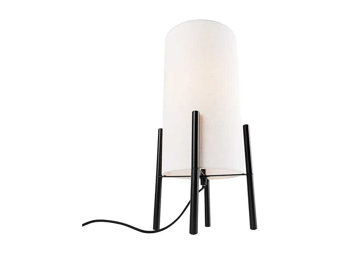 Lampe de table design abat-jour en lin noir blanc - Rich