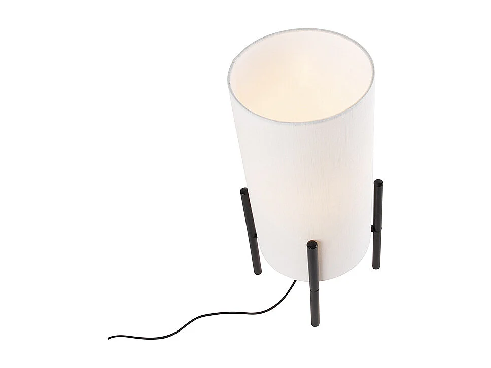 Lampe de table design abat-jour en lin noir blanc - Rich