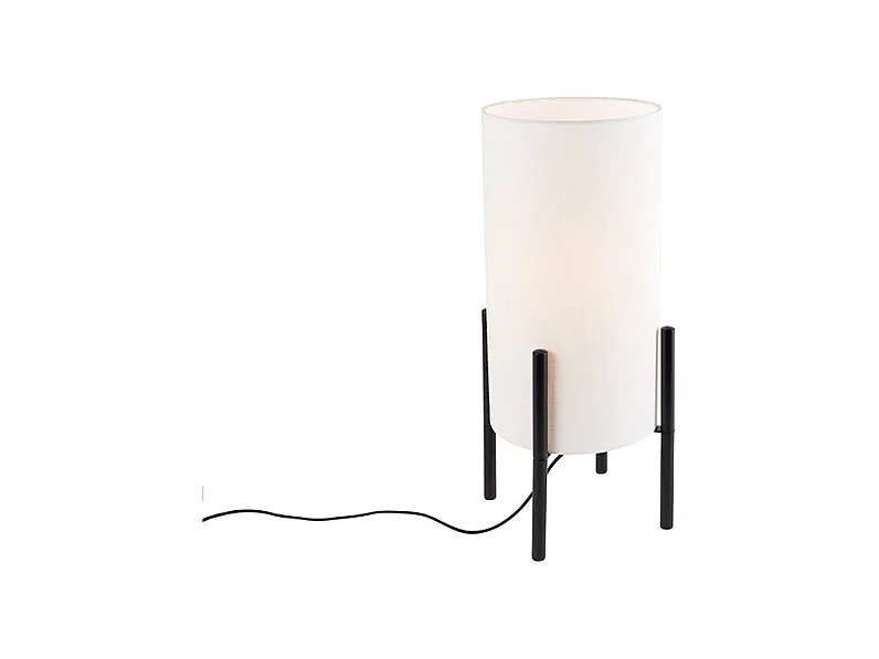 Lampe de table design abat-jour en lin noir blanc - Rich