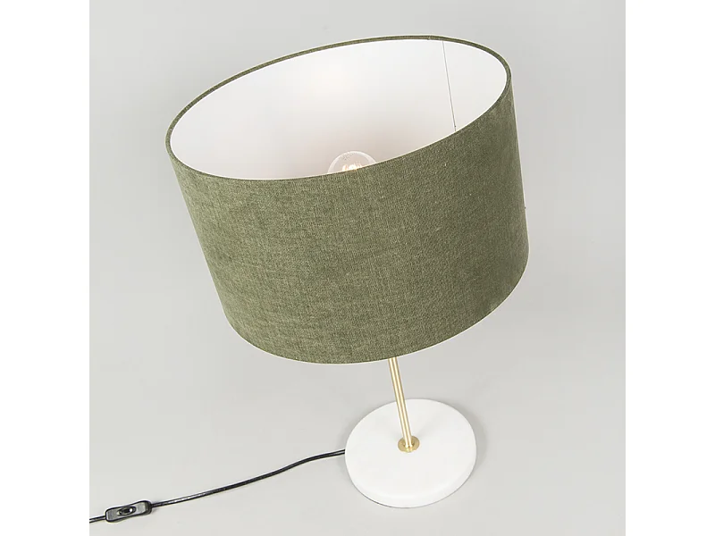 Lampe de table en laiton avec abat-jour vert 35 cm - Kaso