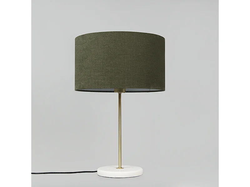 Lampe de table en laiton avec abat-jour vert 35 cm - Kaso