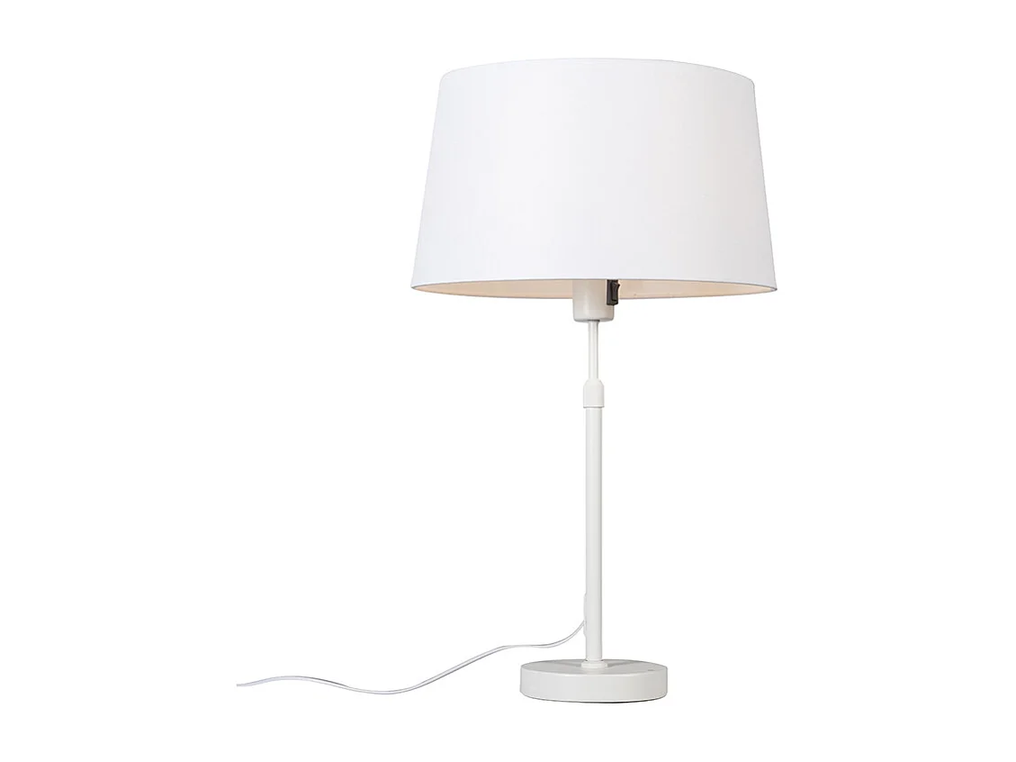 Lampe de table blanc avec abat-jour blanc 35 cm réglable - Parte