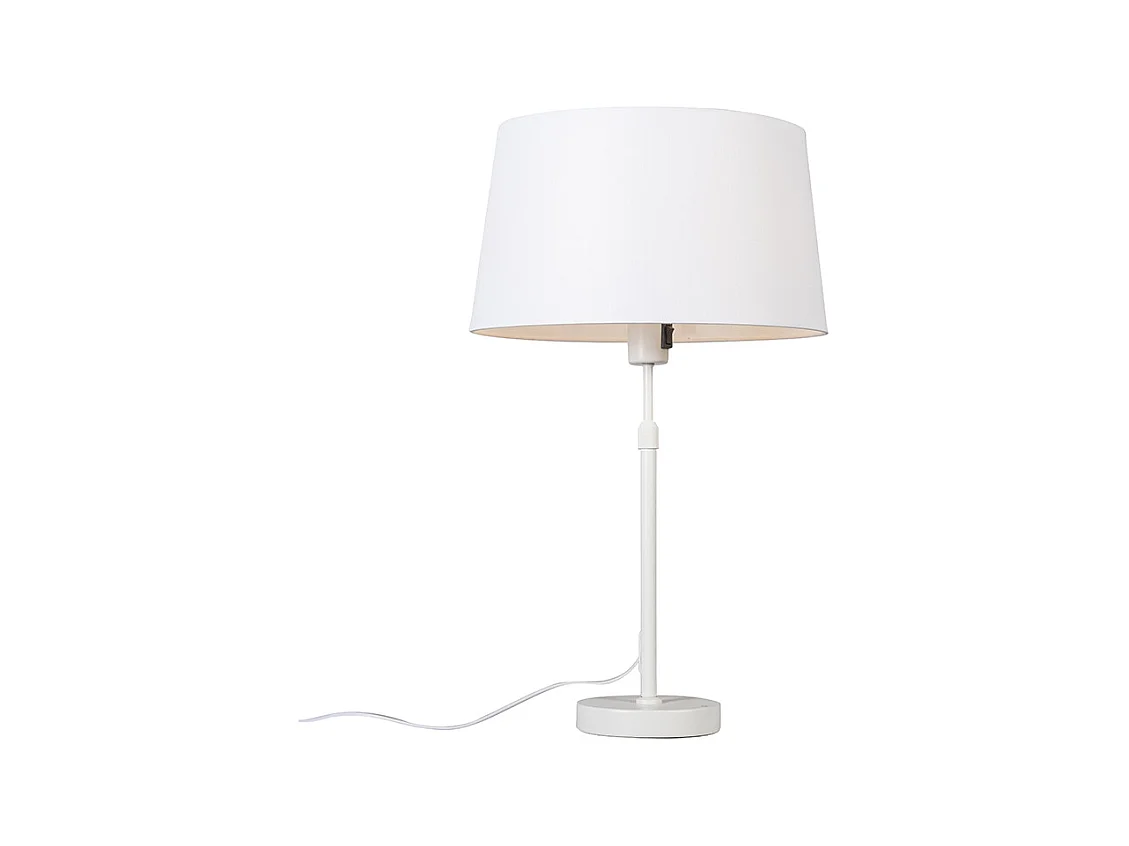 Lampe de table blanc avec abat-jour blanc 35 cm réglable - Parte