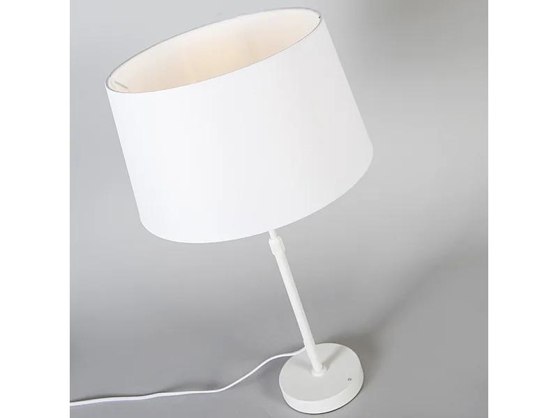 Lampe de table blanche avec abat-jour blanc 35 cm réglable - Parte