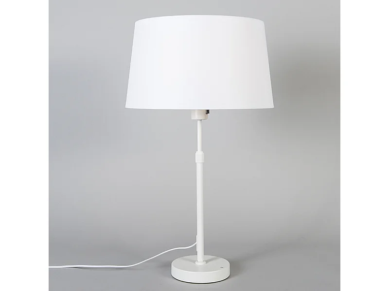 Lampe de table blanche avec abat-jour blanc 35 cm réglable - Parte