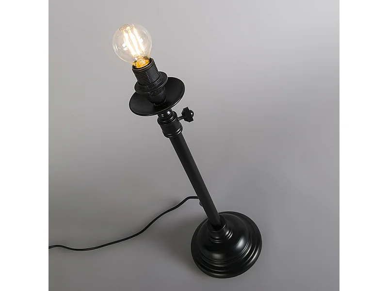 Lampe de table classique noire réglable sans abat-jour - Accia