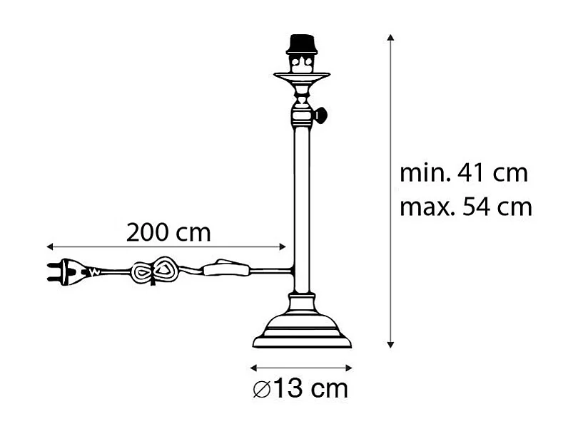 Lampe de table classique noire réglable sans abat-jour - Accia
