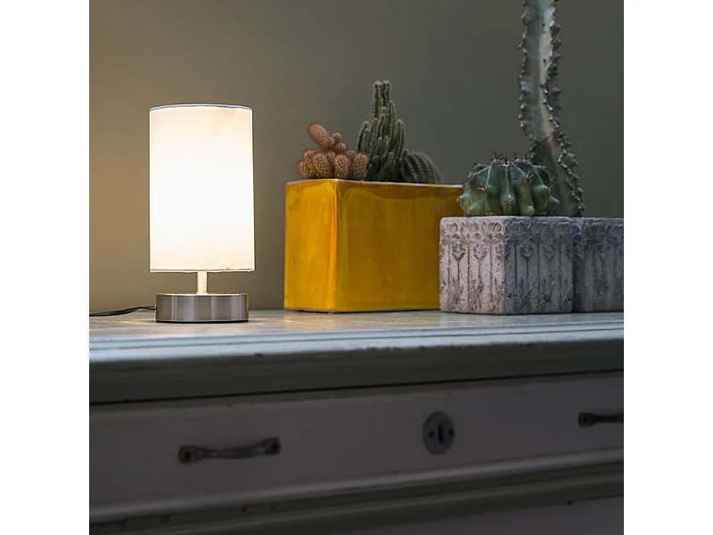 Lampe de table moderne blanche ronde 12 cm dimmable - Milo 2