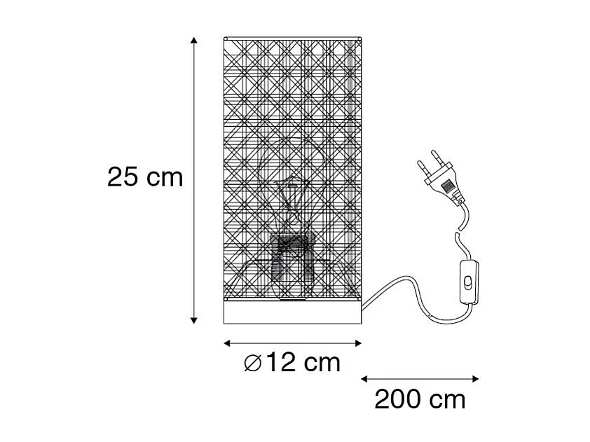 Lampe de table rustique en rotin avec noir - Kata